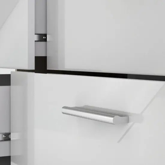 Modern 8-Drawer Double Dresser for Bedroom Storage with Metal Hardware and Foil Finish White & Oak {4}