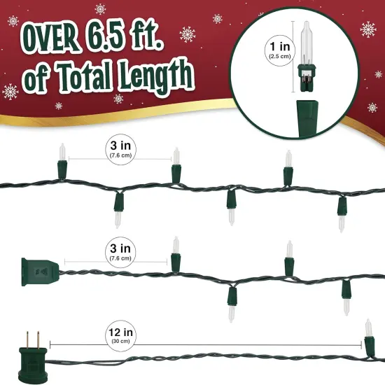 6.3 ft Clear Warm White Christmas Tree Lights {2}