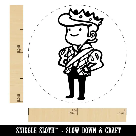 Cartoon Medieval Prince Royalty Crown Self-Inking Rubber Stamp Crafting Planner Orange {1}