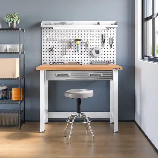 Seville Classics UltraHD Lighted Workcenter w/ Wood Top and Pegboard Graphite {7}