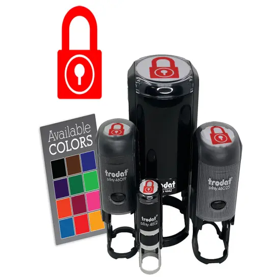 Padlock Locked Keyhole Security Symbol Self-Inking Rubber Stamp Crafting Planner Black {7}