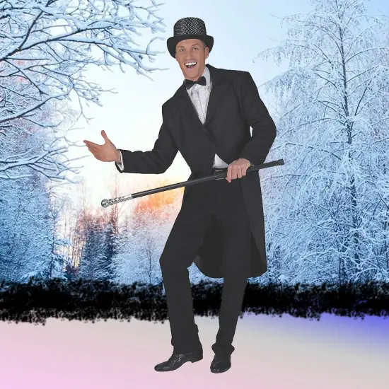 Black Tailcoat Costume Adult Long Jacket Formal Halloween Wear {3}