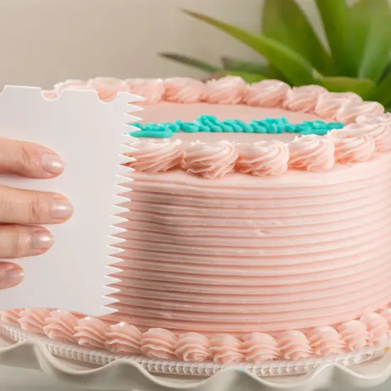 Hutzler 4-in-1 Cake Edger - Comb, Ridge, Wave and Corner Frosting Decorating Tool Blue {4}