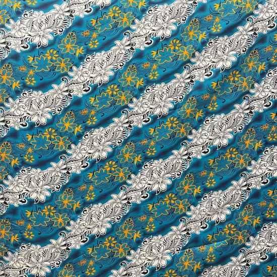 1 Yard Diagonal Tiare Lei Polyester Fabric For Sewing Crafts Apparel And Decorative Projects 45 Inch Width Coral Blue {1}