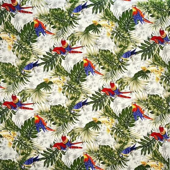 1 Yard Parrots Split Monstera Palm Leaves Peackskin Fabric, 100% Polyester 45 inches Width Tropical Print Fabric Turquoise {4}