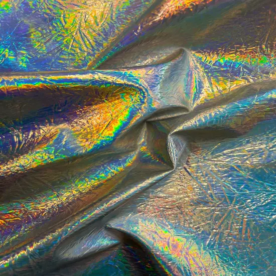 1 Yard Chrome Reflective Vinyl Fabric For Handbags Upholstery Wallets Crafts 54 Inch Width Silver Iridescent {1}