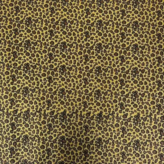 1 Yard Leopard Print Glitter Canvas Vinyl Fabric Fashion Accessories Craft Upholstery 56" Width Gold {1}