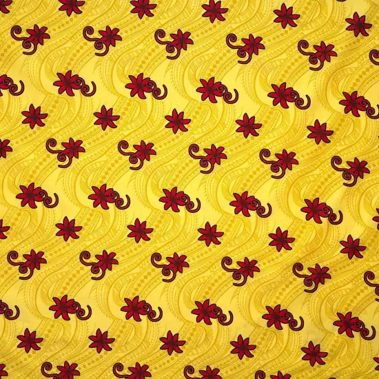 1 Yard Tiare Waves Polynesian Tattoo Polyester Fabric For Clothing Crafts And Cultural Projects 60 Inch Width Golden yellow {1}