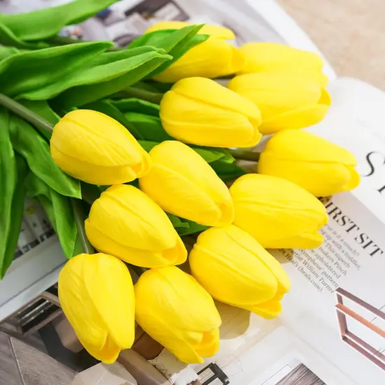 20pcs Fake Tulip Flowers Stem -Yellow {2}