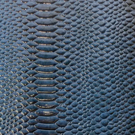 1 Yard Culebra Patent 3D Embossed Snake Skin Vinyl Fabric For Upholstery Handbags 54" Width Blue {1}