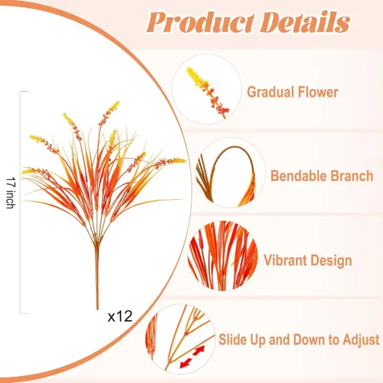 12 Bundles Fall Monkey Grass (Orange) {2}