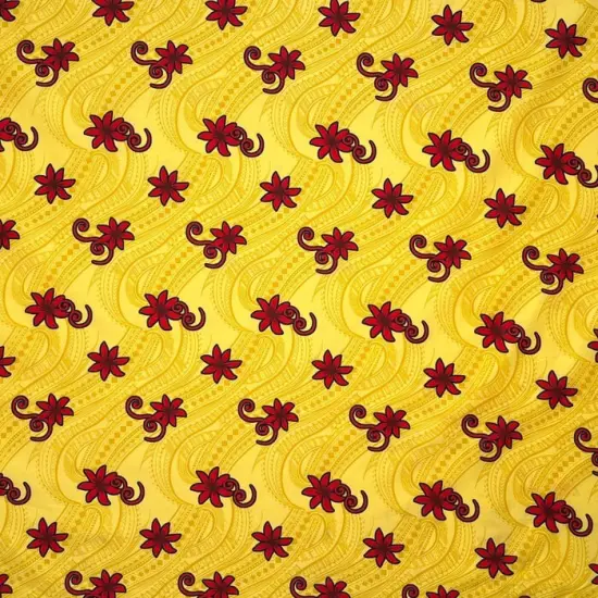1 Yard Tiare Waves Traditional Tattoo Fabric, 100% Polyester, 60 Inches Width Red {6}