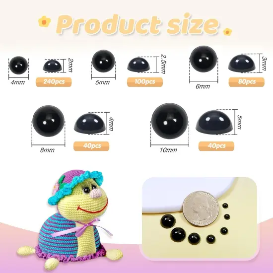 500pcs Round Black Plastic Doll Eyes 4mm 5mm 6mm 8mm 10mm {2}