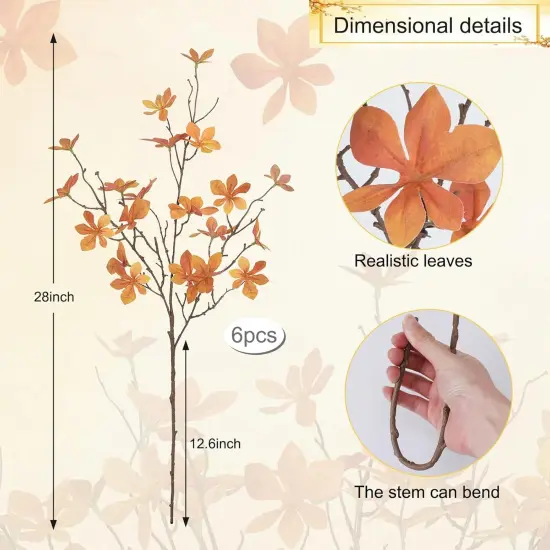 6PCS 28" Fall Floral Stems - Orange {2}