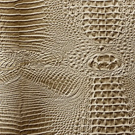 1 Yard 3D Embossed Gator Faux Leather Vinyl Fabric Durable Upholstery Handbags 56" Width Beige {1}