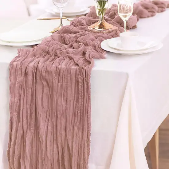 6-Pack Dusty Pink Cheesecloth Table Runners &ndash; 10FT (35x120 Inch) {3}