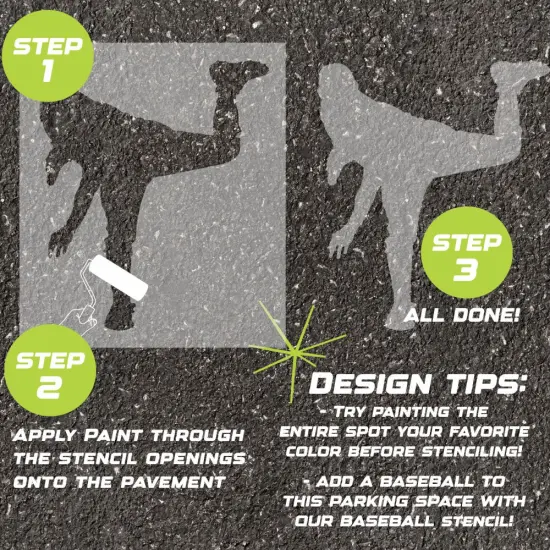 Baseball Pitcher Parking Space Stencil | High School Senior Parking Spot Stencil | Reusable Stencil | Stencil Ease | {2}