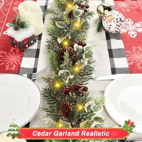 6 Ft Christmas Garland, Pre-Lit Christmas Garland - Artificial Garland with 30 LED Lights {2}
