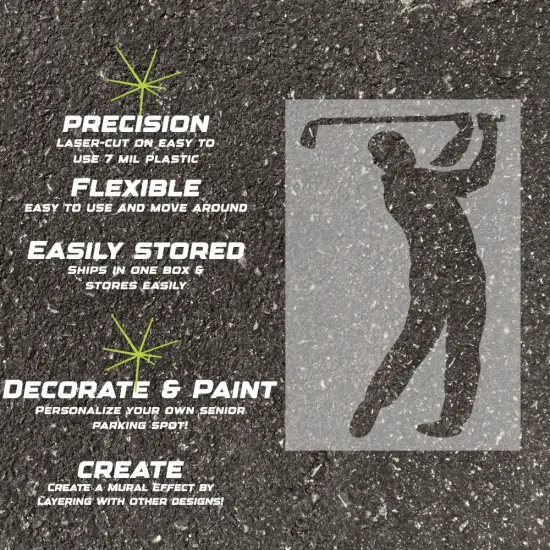 Men's Golf Player Parking Space Stencil | High School Senior Parking Spot Stencil | Reusable Stencil | Stencil Ease | {3}