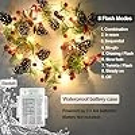 Red Berry and Holiday Pinecones Prelit Lights {4}