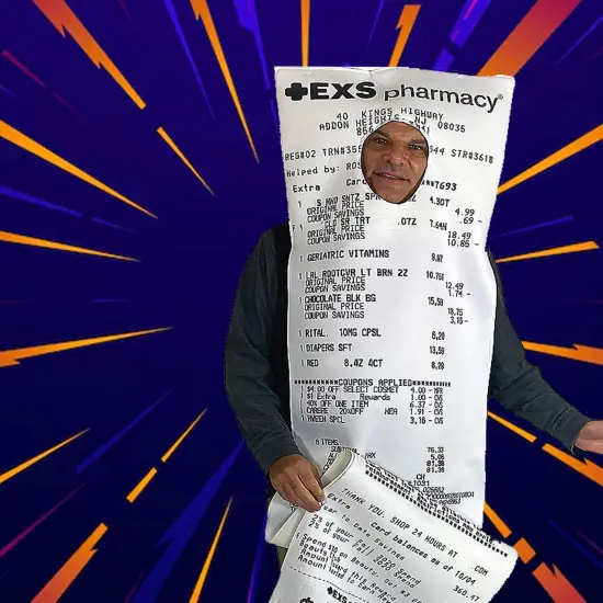 Funny Extra Long Pharmacy Receipt Adult Costume Tunic Halloween Outfit {2}