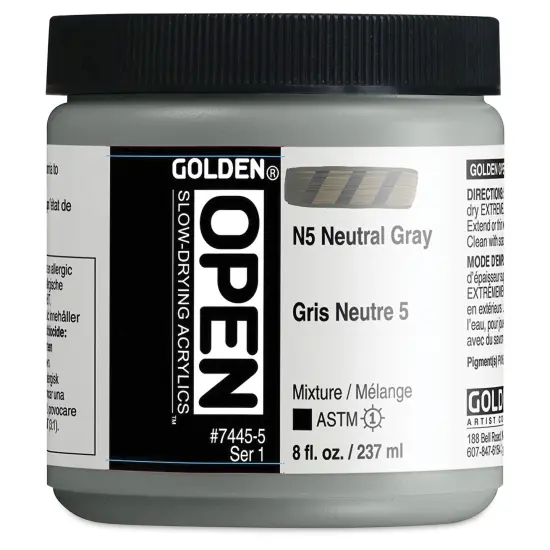 Golden Open Acrylics - Neutral Gray N5, 8 oz Jar {2}