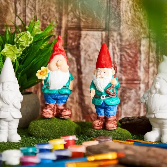 6 Pcs Paint Your Own Garden Gnomes Unpainted Kit to Paint Statue {2}