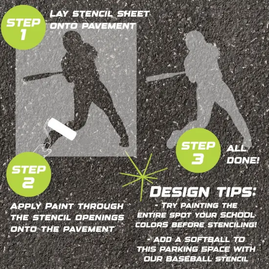 Softball Player Parking Space Stencil | High School Senior Parking Spot Stencil | Reusable Stencil | Stencil Ease | {2}