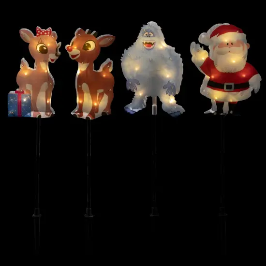 Northlight Lighted Rudolph and Friends Christmas Outdoor Pathway Markers - Set of 4 Blue {4}