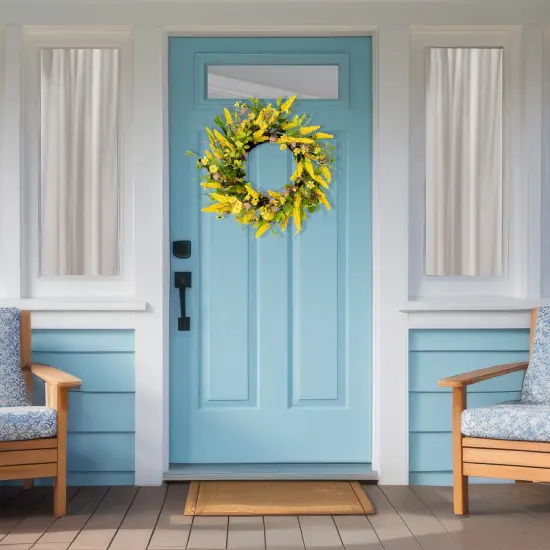 Northlight Daisy and Berry Floral Spring Wreath, Yellow and Purple 25" {4}