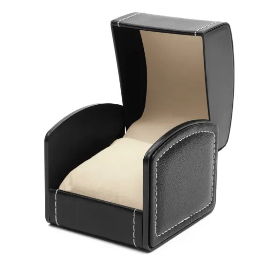 Single Grid Wrist Watch Box with Pillow (Black, Faux Leather) {3}