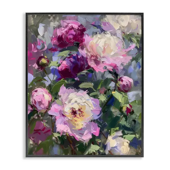 Stupell Industries Abstract Purple Peonies Bunch Framed Giclee By LSR Creative Studio {1}