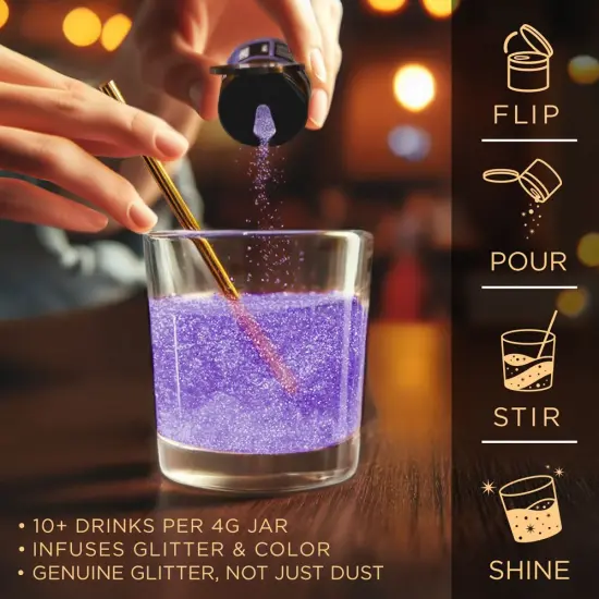 Brew Glitter - Purple Edible Drink Glitter (4g, x1 Flip-Cap Jar) for Beer, Cocktails and Beverages {4}