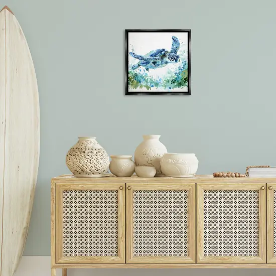 Stupell Industries Swimming Turtle & Botanicals Floating Frame By LSR Creative Studio {2}