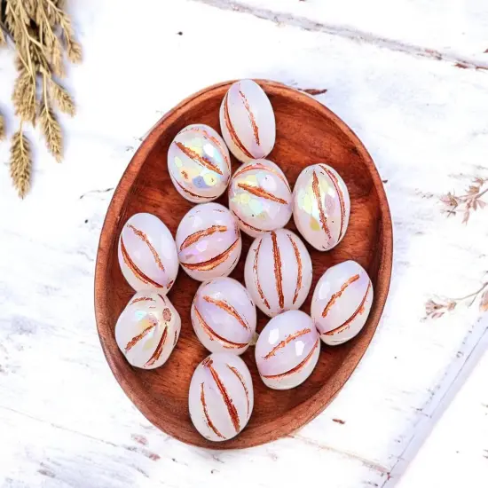 *12* 10mm Copper Washed Crystal Opaline AB Faceted Round Melon Beads {4}