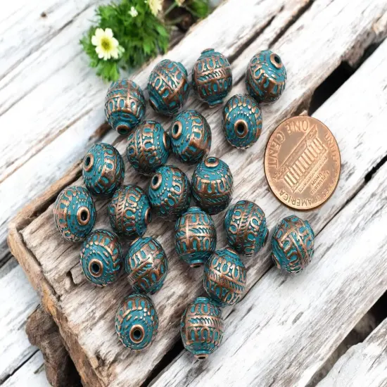 *20* 11x10mm Copper Patina Lantern Round Beads {4}