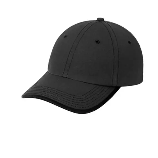 Port Authority&reg; Vintage Washed Contrast Stitch Cap, Unstructured Low-Profile Cotton Twill Hat with Hook-and-Loop Closure Charcoal/ Black {1}