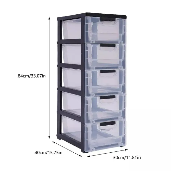 Large Stackable Storage Cabinet Transparent Dress Organizer 5-Drawers PP Plastic {5}