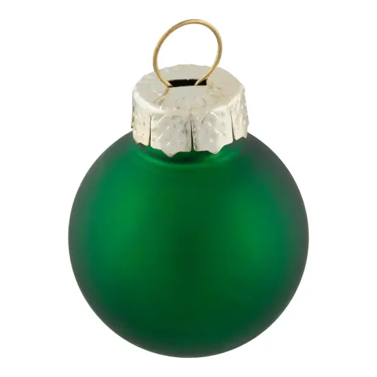Northlight 2-Finish Mini Christmas Glass Ball Ornaments - 1" (25mm) - Green - 24ct {7}