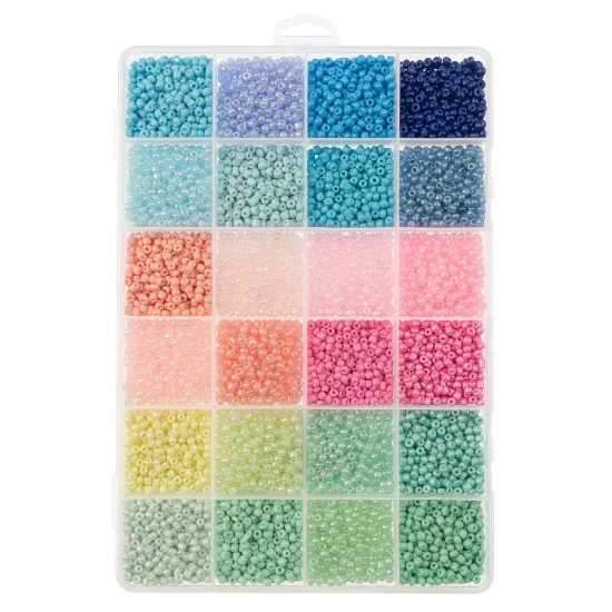 John Bead 12500pcs Assorted 24 Colors Glass Seed Beads 8/0 Jewelry Making Bead Box Pastel Colors {1}