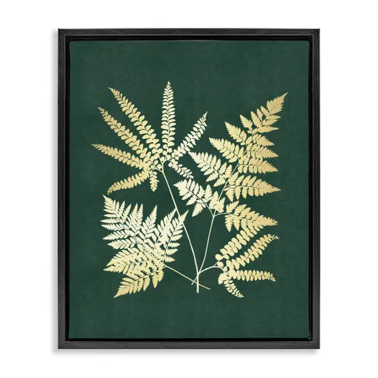 Stupell Industries Gilded Fern Leaves Framed Floater Canvas Wall Art Design by JJ Design House LLC {1}