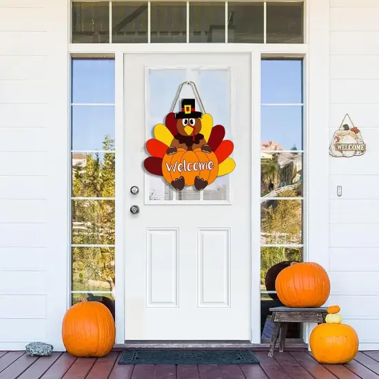 Thanksgiving Turkey Door Sign - Multicolor {5}
