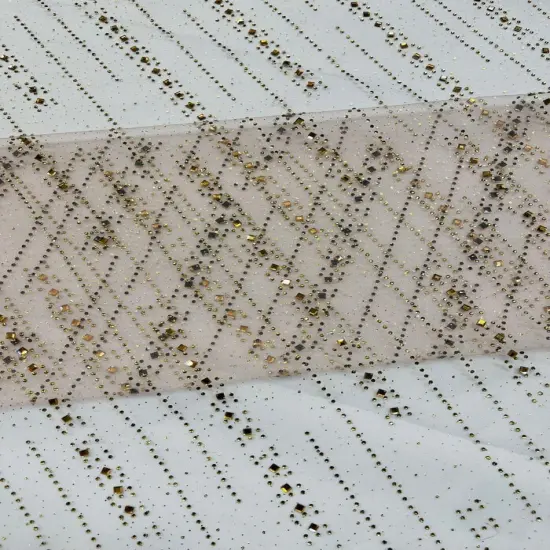 1 Yard Glitter Rhinestone Mesh Fabric Sheer Sparkle Material for Dresses, D&eacute;cor & Costumes Dusty Rose {1}