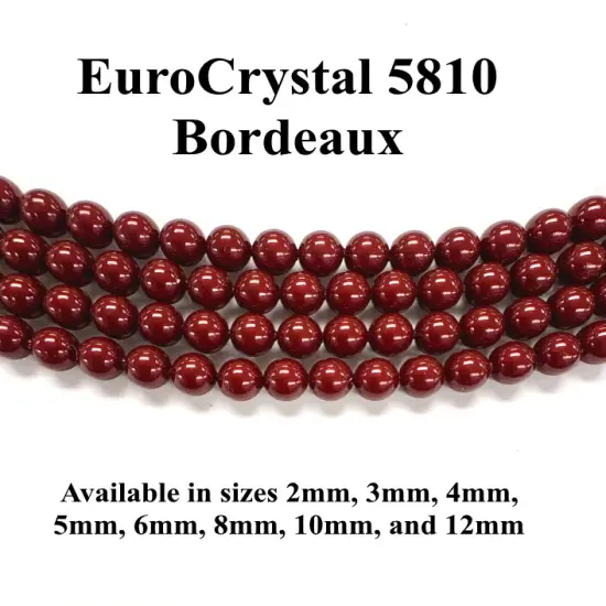 Bordeaux EuroCrystal 5810 Round Pearls - 2mm, 3mm, 4mm, 5mm, 6mm, 8mm, 10mm, and 12mm - Strands - Made in Austria {1}