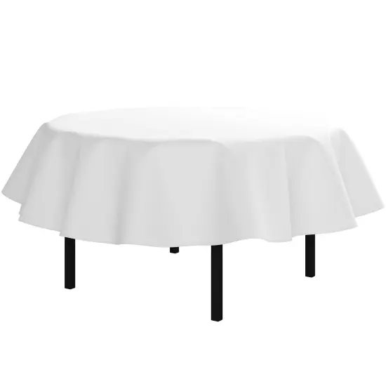 Exquisite Vinyl Tablecloth &ndash; 70" Round &ndash; Pack of 1 &ndash; Round Plastic Table Cover with Flannel Backing &ndash; Reusable & Waterproof Tablecloth for Parties and Events White {2}