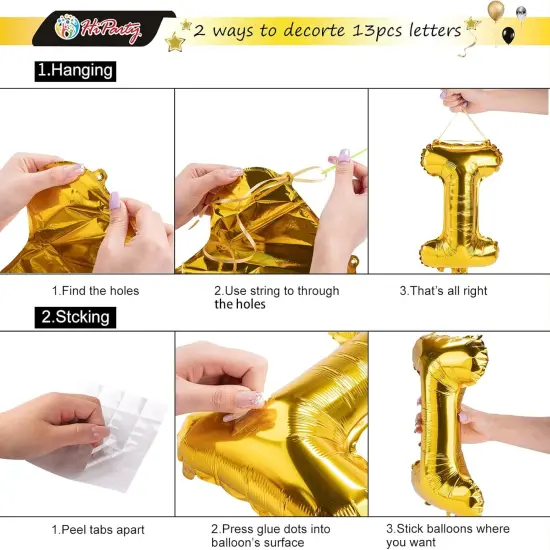 3D Gold 23pcs Birthday Balloons {2}