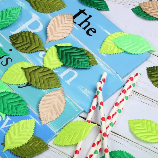 150 Pieces Fake Fabric Leaves for Crafts(Green Series) {4}
