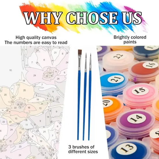 Flower Canvas Paint by Numbers for Adults-Flower Vases Paint by Number Kits for Adult,Adults Flowers Painting by Number Kits on Canvas for for Gifts Home Wall Decor {5}