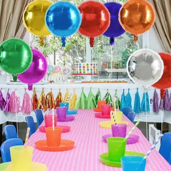 30Pcs 18 Inch Large Colorful Round Shape Foil Balloons Big Colorful Circle Helium Mylar Ballons {5}