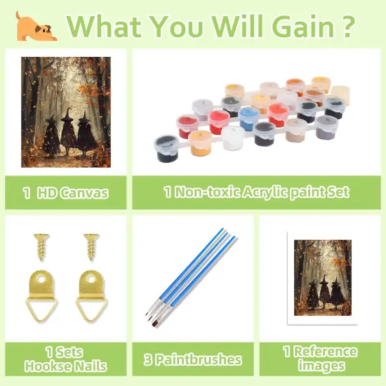 Fall Paint by Numbers Kit for Adults, Witch Paint by Number Adult, Painting by Numbers for Gifts and Home Interior Decor 16x20 Inch {5}